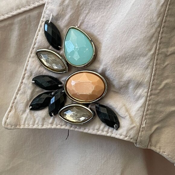 Grandi Vintage-Inspired Embellished light pink Button-Up Shirt ‎ Sz 48  Gemstone - Picture 9 of 15